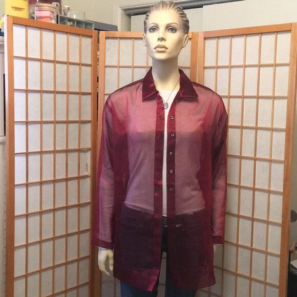 ESPRIT vintage Sheer Buttown Down w/ collar - Picture 1 of 8